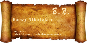Boray Nikoletta névjegykártya
